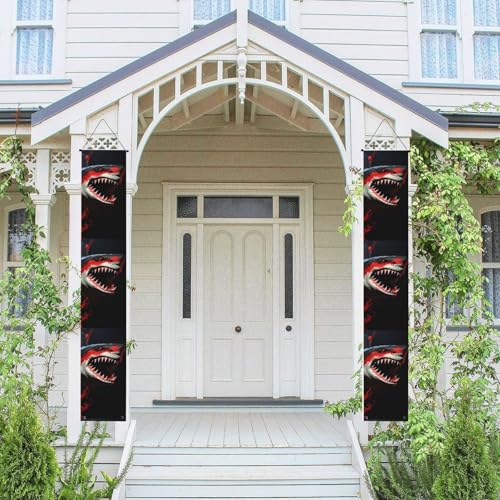 2 Stück Willkommens-Sommer-Veranda-Schild, Türbanner saisonale hängende Flagge, rot-schwarzer Hai, Wandveranda, Banner, Dekoration, Wandbehang, Banner, Türschild, Frühlingstürabdeckung 2 Stück Willkommens-Sommer-Veranda-Schild, Türbanner saisonale hängende Flagge, rot-schwarzer Hai, Wandveranda, Banner, Dekoration, Wandbehang, Banner, Türschild, Frühlingstürabdeckung von LPSRTWE