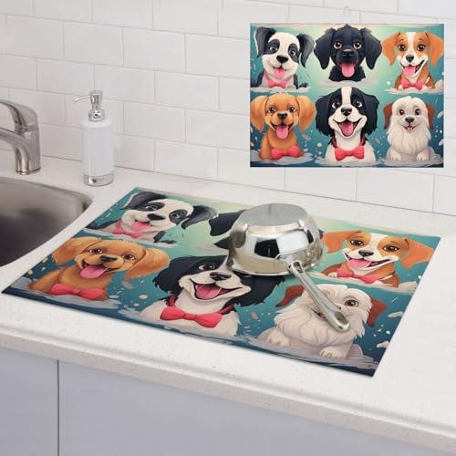 Abtropfmatte für Küchentheke, super saugfähig, Mikrofaser, große Abtropfmatte, Cartoon-Hund, Kaffee, Bar-Matte für Arbeitsplatten, Geschirrtrocknungspad, 45,7 x 61 cm Abtropfmatte für Küchentheke, super saugfähig, Mikrofaser, große Abtropfmatte, Cartoon-Hund, Kaffee, Bar-Matte für Arbeitsplatten, Geschirrtrocknungspad, 45,7 x 61 cm von LPSRTWE