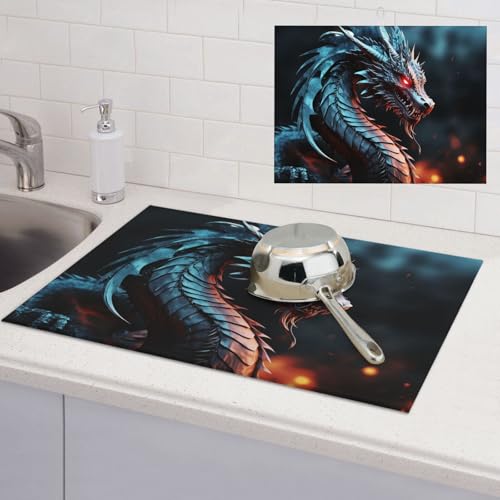 Abtropfmatte für Küchentheke, super saugfähig, Mikrofaser, große Abtropfmatte, Drachen, Kaffee, Bar-Matte für Arbeitsplatten, Geschirrtrocknungspad, 45,7 x 61 cm Abtropfmatte für Küchentheke, super saugfähig, Mikrofaser, große Abtropfmatte, Drachen, Kaffee, Bar-Matte für Arbeitsplatten, Geschirrtrocknungspad, 45,7 x 61 cm von LPSRTWE