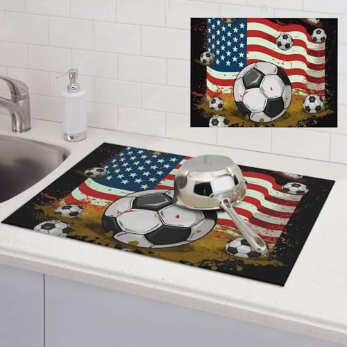 Abtropfmatte für Küchentheke, super saugfähig, Mikrofaser, große Abtropfmatte, Fußball, USA, amerikanische Flagge, Kaffee, Bar-Matte für Arbeitsplatten, Geschirrtrocknungspad, 45,7 x 61 cm Abtropfmatte für Küchentheke, super saugfähig, Mikrofaser, große Abtropfmatte, Fußball, USA, amerikanische Flagge, Kaffee, Bar-Matte für Arbeitsplatten, Geschirrtrocknungspad, 45,7 x 61 cm von LPSRTWE