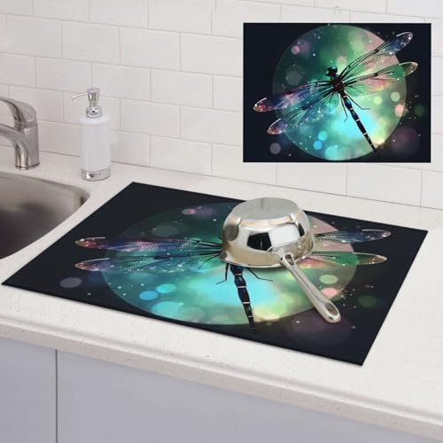 Abtropfmatte für Küchentheke, super saugfähig, Mikrofaser, große Abtropfmatte, Galaxie, Tier, Libelle, Kaffee, Bar-Matte für Arbeitsplatten, Geschirrtrocknungspad, 45,7 x 61 cm Abtropfmatte für Küchentheke, super saugfähig, Mikrofaser, große Abtropfmatte, Galaxie, Tier, Libelle, Kaffee, Bar-Matte für Arbeitsplatten, Geschirrtrocknungspad, 45,7 x 61 cm von LPSRTWE