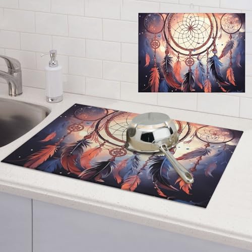 Abtropfmatte für Küchentheke, super saugfähig, Mikrofaser, große Abtropfmatte, Indianer-Traumfänger, Kaffee-Bar-Matte für Arbeitsplatten, Abtropfmatte, 45,7 x 61 cm Abtropfmatte für Küchentheke, super saugfähig, Mikrofaser, große Abtropfmatte, Indianer-Traumfänger, Kaffee-Bar-Matte für Arbeitsplatten, Abtropfmatte, 45,7 x 61 cm von LPSRTWE