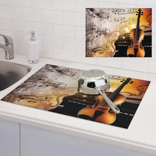 Abtropfmatte für Küchentheke, super saugfähig, Mikrofaser, große Abtropfmatte, Klavier, Violine, Musiknoten, Kaffee, Bar, Matte für Arbeitsplatten, Geschirrtrocknungspad, 45,7 x 61 cm Abtropfmatte für Küchentheke, super saugfähig, Mikrofaser, große Abtropfmatte, Klavier, Violine, Musiknoten, Kaffee, Bar, Matte für Arbeitsplatten, Geschirrtrocknungspad, 45,7 x 61 cm von LPSRTWE