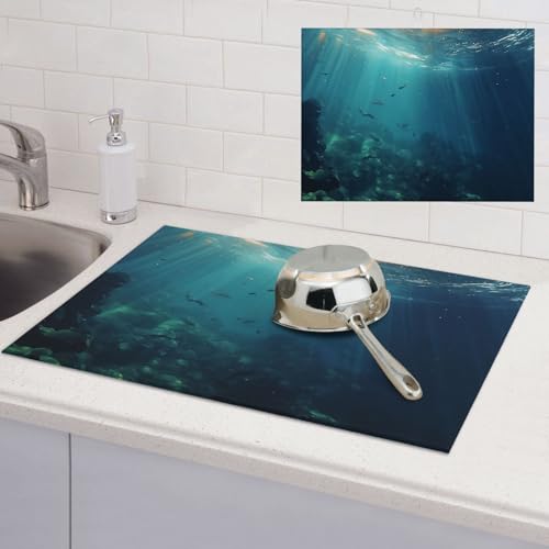 Abtropfmatte für Küchentheke, super saugfähig, Mikrofaser, große Abtropfmatte, Meereskaffee-Bar-Matte für Arbeitsplatten, Geschirrtrocknungspad, 45,7 x 61 cm Abtropfmatte für Küchentheke, super saugfähig, Mikrofaser, große Abtropfmatte, Meereskaffee-Bar-Matte für Arbeitsplatten, Geschirrtrocknungspad, 45,7 x 61 cm von LPSRTWE