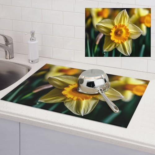Abtropfmatte für Küchentheke, super saugfähig, Mikrofaser, große Abtropfmatte, Narzissenblume, Kaffee, Bar-Matte für Arbeitsplatten, Geschirrtrocknungspad, 45,7 x 61 cm Abtropfmatte für Küchentheke, super saugfähig, Mikrofaser, große Abtropfmatte, Narzissenblume, Kaffee, Bar-Matte für Arbeitsplatten, Geschirrtrocknungspad, 45,7 x 61 cm von LPSRTWE
