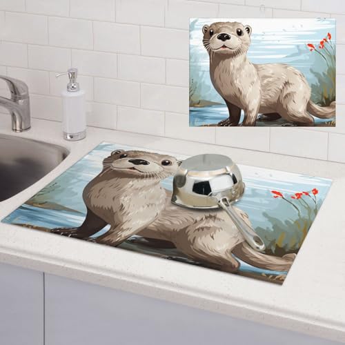 Abtropfmatte für Küchentheke, super saugfähig, Mikrofaser, große Abtropfmatte, Otter, Kaffee, Bar-Matte für Arbeitsplatten, Abtropfmatte, 45,7 x 61 cm Abtropfmatte für Küchentheke, super saugfähig, Mikrofaser, große Abtropfmatte, Otter, Kaffee, Bar-Matte für Arbeitsplatten, Abtropfmatte, 45,7 x 61 cm von LPSRTWE