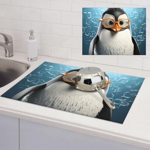 Abtropfmatte für Küchentheke, super saugfähig, Mikrofaser, große Abtropfmatte, Pinguin mit Gläsern, Kaffee-Bar-Matte für Arbeitsplatten, Geschirr-Abtropfmatte, 45,7 x 61 cm Abtropfmatte für Küchentheke, super saugfähig, Mikrofaser, große Abtropfmatte, Pinguin mit Gläsern, Kaffee-Bar-Matte für Arbeitsplatten, Geschirr-Abtropfmatte, 45,7 x 61 cm von LPSRTWE
