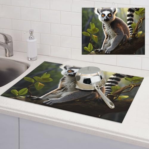 Abtropfmatte für Küchentheke, super saugfähig, Mikrofaser, große Abtropfmatte, Ringschwanz, Lemur, Kaffee, Bar-Matte für Arbeitsplatten, Geschirrtrocknungspad, 45,7 x 61 cm Abtropfmatte für Küchentheke, super saugfähig, Mikrofaser, große Abtropfmatte, Ringschwanz, Lemur, Kaffee, Bar-Matte für Arbeitsplatten, Geschirrtrocknungspad, 45,7 x 61 cm von LPSRTWE