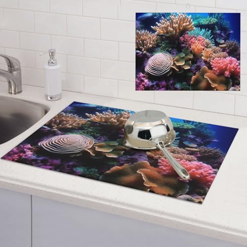 Abtropfmatte für Küchentheke, super saugfähig, Mikrofaser, große Abtropfmatte, Unterwasserwelt, Koralle, Kaffee-Bar-Matte für Arbeitsplatten, Geschirrtrocknungspad, 45,7 x 61 cm Abtropfmatte für Küchentheke, super saugfähig, Mikrofaser, große Abtropfmatte, Unterwasserwelt, Koralle, Kaffee-Bar-Matte für Arbeitsplatten, Geschirrtrocknungspad, 45,7 x 61 cm von LPSRTWE