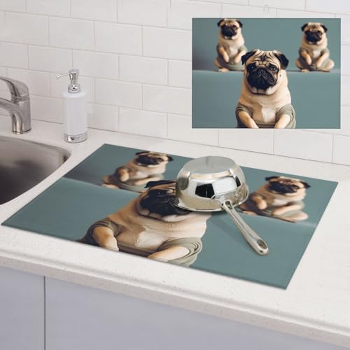 Abtropfmatte für Küchentheke, super saugfähig, Mikrofaser, große Abtropfmatte, Yoga, Mops, Kaffee, Bar, Matte für Arbeitsplatten, Geschirrtrocknung, 45,7 x 61 cm Abtropfmatte für Küchentheke, super saugfähig, Mikrofaser, große Abtropfmatte, Yoga, Mops, Kaffee, Bar, Matte für Arbeitsplatten, Geschirrtrocknung, 45,7 x 61 cm von LPSRTWE