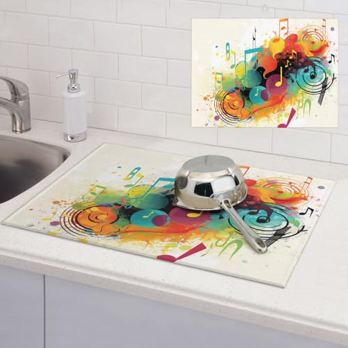 Abtropfmatte für Küchentheke, super saugfähig, Mikrofaser, große Abtropfmatte, abstraktes Musik-Thema, Kaffee-Bar-Matte für Arbeitsplatten, Geschirr-Trockenpad, 45,7 x 61 cm Abtropfmatte für Küchentheke, super saugfähig, Mikrofaser, große Abtropfmatte, abstraktes Musik-Thema, Kaffee-Bar-Matte für Arbeitsplatten, Geschirr-Trockenpad, 45,7 x 61 cm von LPSRTWE