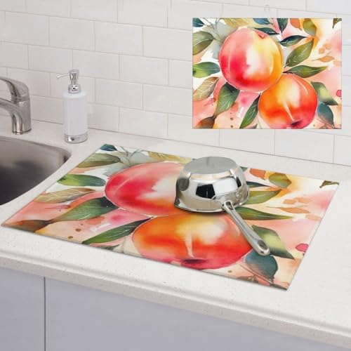 Abtropfmatte für Küchentheke, super saugfähig, Mikrofaser, große Abtropfmatte, buntes Pfirsich-Aquarell-Design, Kaffee-Bar-Matte für Arbeitsplatten, Geschirr-Trockenpad, 45,7 x 61 cm Abtropfmatte für Küchentheke, super saugfähig, Mikrofaser, große Abtropfmatte, buntes Pfirsich-Aquarell-Design, Kaffee-Bar-Matte für Arbeitsplatten, Geschirr-Trockenpad, 45,7 x 61 cm von LPSRTWE
