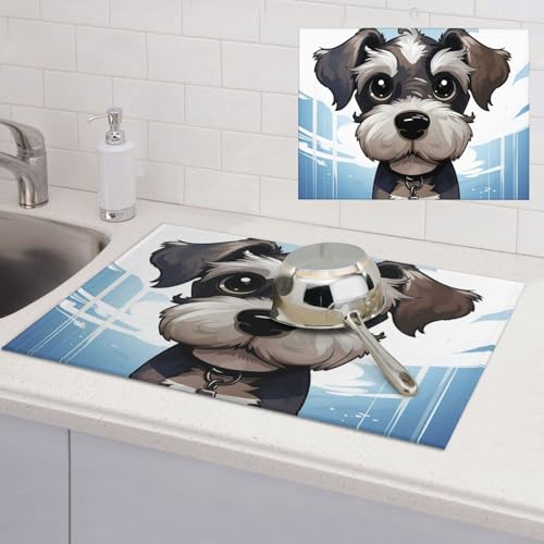 Abtropfmatte für Küchentheke, super saugfähig, Mikrofaser, große Abtropfmatte, entzückende Schnauzer, Kaffee, Bar-Matte für Arbeitsplatten, Geschirrtrocknungspad, 45,7 x 61 cm Abtropfmatte für Küchentheke, super saugfähig, Mikrofaser, große Abtropfmatte, entzückende Schnauzer, Kaffee, Bar-Matte für Arbeitsplatten, Geschirrtrocknungspad, 45,7 x 61 cm von LPSRTWE