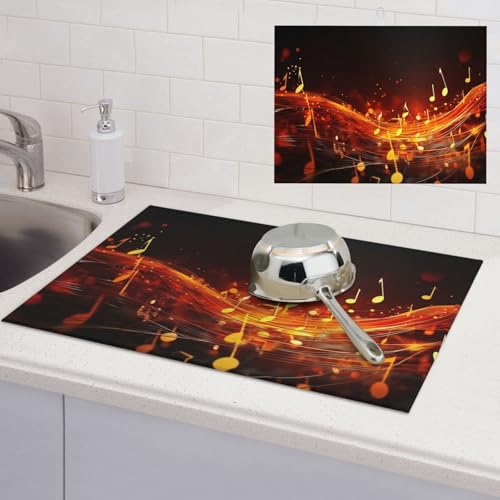 Abtropfmatte für Küchentheke, super saugfähig, Mikrofaser, große Abtropfmatte, rote Flamme, Musiknoten, Kaffee, Bar-Matte für Arbeitsplatten, Geschirrtrocknungspad, 45,7 x 61 cm Abtropfmatte für Küchentheke, super saugfähig, Mikrofaser, große Abtropfmatte, rote Flamme, Musiknoten, Kaffee, Bar-Matte für Arbeitsplatten, Geschirrtrocknungspad, 45,7 x 61 cm von LPSRTWE