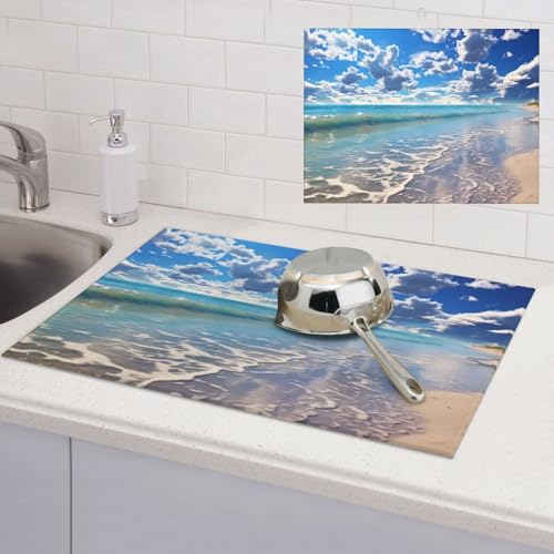 Abtropfmatte für Küchentheke, super saugfähig, Mikrofaser, große Abtropfmatte, schöne Wolke, Strand, Kaffee, Bar, Matte für Arbeitsplatten, Geschirrtrocknung, 45,7 x 61 cm Abtropfmatte für Küchentheke, super saugfähig, Mikrofaser, große Abtropfmatte, schöne Wolke, Strand, Kaffee, Bar, Matte für Arbeitsplatten, Geschirrtrocknung, 45,7 x 61 cm von LPSRTWE