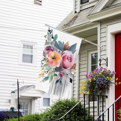Flagge, 90 x 150 cm, lichtbeständig, dekorativ, für den Außenbereich, Aquarell-Blumenecke, Blumenstrauß, Gartenflaggen, doppelseitig, Hausflagge, Wandbanner mit Messingösen, lustiger Hintergrund für von LPSRTWE