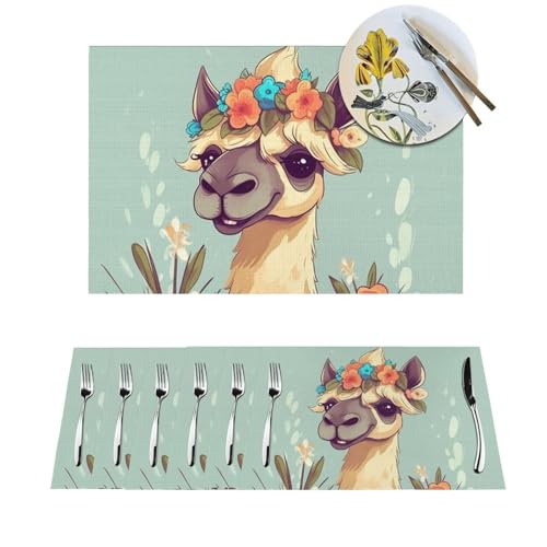 Platzdeckchen-Set, hitzebeständig, rutschfest, für Esstisch, Cartoon, Kamelblume, PVC, gewebt, abwischbar, waschbar, Küchentischmatten für drinnen und draußen, 30,5 x 45,7 cm, 4 Stück Platzdeckchen-Set, hitzebeständig, rutschfest, für Esstisch, Cartoon, Kamelblume, PVC, gewebt, abwischbar, waschbar, Küchentischmatten für drinnen und draußen, 30,5 x 45,7 cm, 4 Stück von LPSRTWE