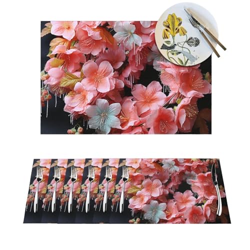 Platzdeckchen-Set, hitzebeständig, rutschfest, für Esstisch, Girlanden, schöne Blumen, PVC, gewebtes Tischset, abwischbar, waschbar, Küchentischmatten für drinnen und draußen, 30,5 x 45,7 cm, 6 Stück Platzdeckchen-Set, hitzebeständig, rutschfest, für Esstisch, Girlanden, schöne Blumen, PVC, gewebtes Tischset, abwischbar, waschbar, Küchentischmatten für drinnen und draußen, 30,5 x 45,7 cm, 6 Stück von LPSRTWE