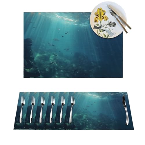Platzdeckchen-Set, hitzebeständig, rutschfest, für Esstisch, PVC, gewebtes Tischset, abwischbar, waschbar, Küchentischmatten für drinnen und draußen, 30,5 x 45,7 cm, 6 Stück Platzdeckchen-Set, hitzebeständig, rutschfest, für Esstisch, PVC, gewebtes Tischset, abwischbar, waschbar, Küchentischmatten für drinnen und draußen, 30,5 x 45,7 cm, 6 Stück von LPSRTWE