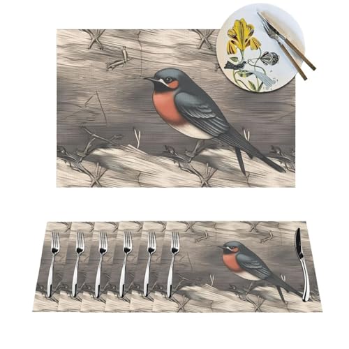 Platzdeckchen-Set, hitzebeständig, rutschfest, für Esstisch, Scheunenschwalbe, aus Graphit, PVC, gewebtes Tischset, abwischbar, waschbar, Küchentischmatten für drinnen und draußen, 30,5 x 45,7 cm, 4 Platzdeckchen-Set, hitzebeständig, rutschfest, für Esstisch, Scheunenschwalbe, aus Graphit, PVC, gewebtes Tischset, abwischbar, waschbar, Küchentischmatten für drinnen und draußen, 30,5 x 45,7 cm, 4 von LPSRTWE