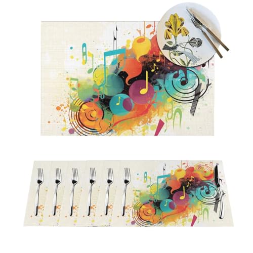 Platzdeckchen-Set, hitzebeständig, rutschfest, für Esstisch, abstraktes Musik-Thema, PVC, gewebtes Tischset, abwischbar, waschbar, Küchentischmatten für drinnen und draußen, 30,5 x 45,7 cm, 4 Stück Platzdeckchen-Set, hitzebeständig, rutschfest, für Esstisch, abstraktes Musik-Thema, PVC, gewebtes Tischset, abwischbar, waschbar, Küchentischmatten für drinnen und draußen, 30,5 x 45,7 cm, 4 Stück von LPSRTWE