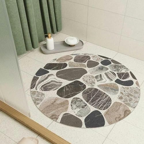 LPUKOI Runde Duschmatten für den Innenbereich, Luffa-Badematte, rutschfeste Badematte für Nassbereiche, Anti-Schimmel-Duschwannenmatte, Hohle Badezimmer-Bodenmatte/Teppich-B-Durchmesser 60 cm von LPUKOI