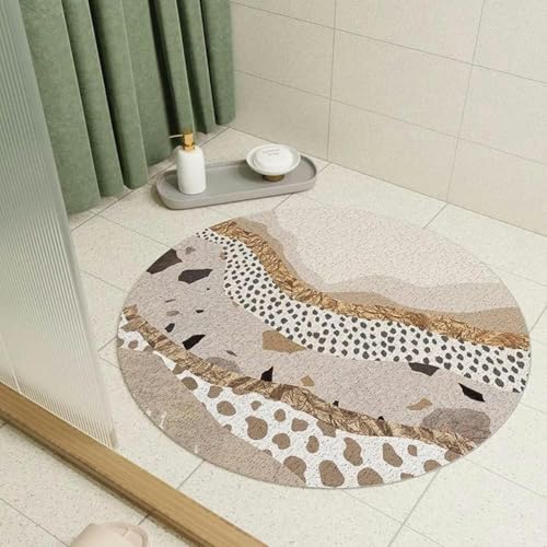 LPUKOI Runde Duschmatten für den Innenbereich, Luffa-Badematte, rutschfeste Badematte für Nassbereiche, Anti-Schimmel-Duschwannenmatte, Hohle Badezimmer-Bodenmatte/Teppich-D-Durchmesser 60 cm von LPUKOI