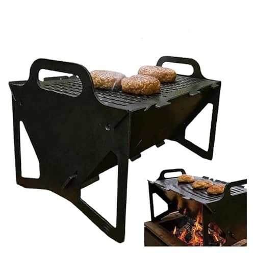Camping-Lagerfeuergrill, tragbarer, zusammenklappbarer Holzkohlegrill, BBQ-Grill, robuster Feuerstellengrill for Kochen im Freien, Lagerfeuer, Terrasse, Hinterhof von LPUYTJHI
