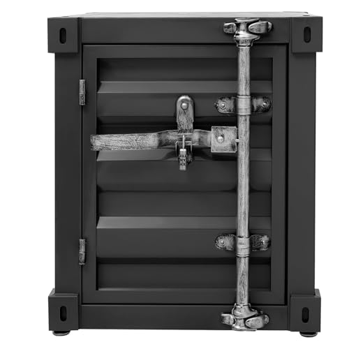 LPUYTJHI Nachttisch im industriellen Windstil aus Metall, Container-Stil, geschmiedeter, zweischichtiger Beistelltisch aus Eisen, for Schlafzimmer/Wohnzimmer/Bar/Schlafzimmer (schwarz) von LPUYTJHI