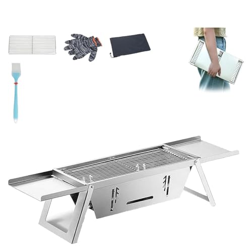 Tragbarer Holzkohlegrill, zusammenklappbarer Grill-Werkzeugsatz aus Edelstahl for den Außenbereich, leichter Grill, kleiner Tischgrill for den Außenbereich for Camping von LPUYTJHI