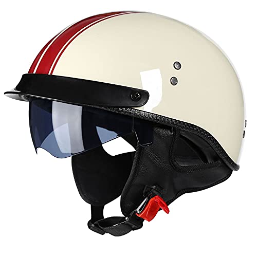 LPXPLP Halbschalenhelm Mit ECE Zulassung Brain-Cap Jet-Helm Roller Scooter Retro Half Mit Built-in Visier für Cruiser Chopper Biker Moped DOT/ECE-Zulassung A,L=59-60CM LPXPLP Halbschalenhelm Mit ECE Zulassung Brain-Cap Jet-Helm Roller Scooter Retro Half Mit Built-in Visier für Cruiser Chopper Biker Moped DOT/ECE-Zulassung A,L=59-60CM von LPXPLP
