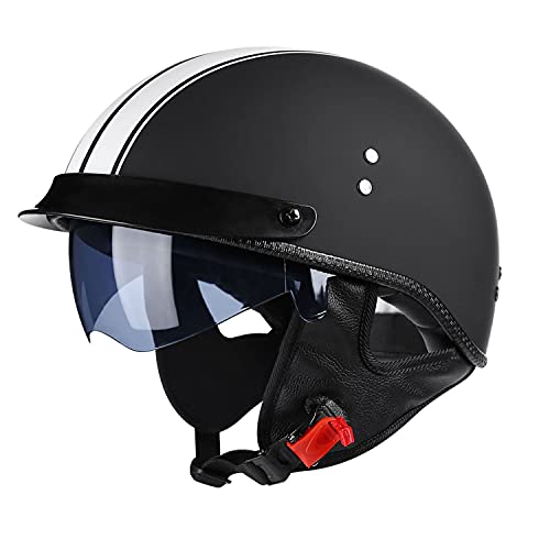 LPXPLP Halbschalenhelm Mit ECE Zulassungiber Brain-Cap Halbschale Jet-Helm Roller-Helm Scooter-Helm Retro Half Helm mit Built-in Visier für Cruiser Chopper Biker Moped DOT/ECE-Zulassung B,M=57-58CM LPXPLP Halbschalenhelm Mit ECE Zulassungiber Brain-Cap Halbschale Jet-Helm Roller-Helm Scooter-Helm Retro Half Helm mit Built-in Visier für Cruiser Chopper Biker Moped DOT/ECE-Zulassung B,M=57-58CM von LPXPLP