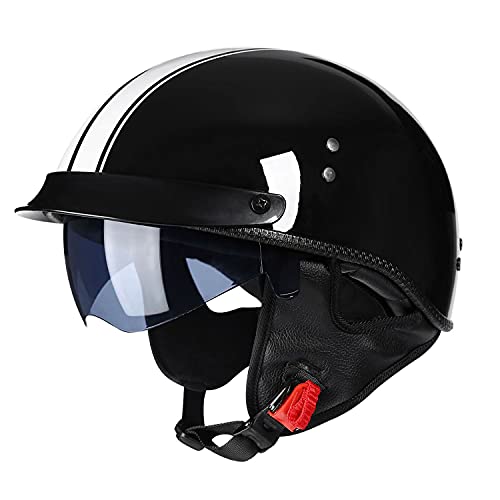 LPXPLP Halbschalenhelm Mit ECE Zulassungiber Brain-Cap Halbschale Jet-Helm Roller-Helm Scooter-Helm Retro Half Helm mit Built-in Visier für Cruiser Chopper Biker Moped DOT/ECE-Zulassung C,M=57-58CM LPXPLP Halbschalenhelm Mit ECE Zulassungiber Brain-Cap Halbschale Jet-Helm Roller-Helm Scooter-Helm Retro Half Helm mit Built-in Visier für Cruiser Chopper Biker Moped DOT/ECE-Zulassung C,M=57-58CM von LPXPLP