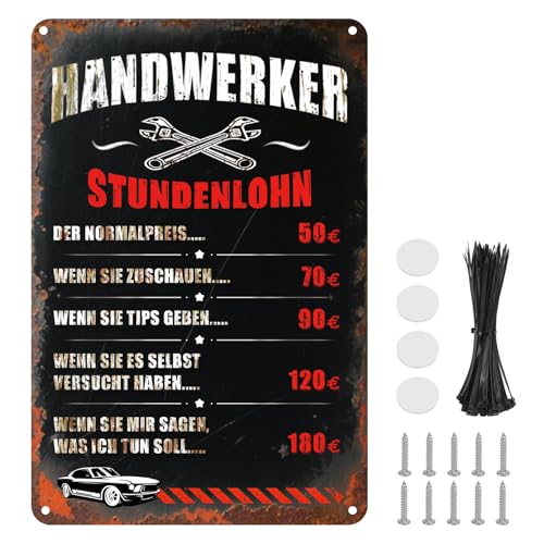 LPZMPZ 30x20cm Werkstatt Regeln Schild Deko Papa Opa Schilder Dekoration Werkstattschild Lustig Blechschild Werkstatt Metallschilder für Garagen, Handwerker Werkstattschilder Retro von LPZMPZ