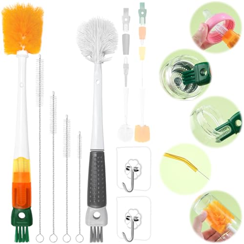 LPZMPZ 5-In-1 Flaschenbürste Strohhalm Baby Flaschenreiniger Dünne Babyflaschen Bürste Reinigungsbürste Flaschenputzer Lang Silikon Bottle Straw Cleaning Brush Washer Set Klein von LPZMPZ