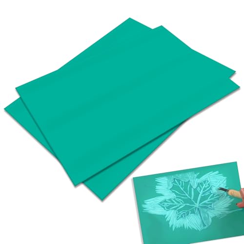 LPZMPZ Linolschnitt Platten A4 Linoleum Platte PVC Linoldruck Platte zum, Feine & Flache Oberfläche, Aus Hochwertigem Linoleum, 21 x 30 cm (Grüner) von LPZMPZ