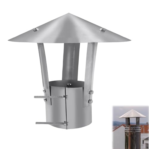 LPZMPZ Schornsteinabdeckung Edelstahl 80 mm Kaminabdeckung Regenhaube Schornstein Rauchfang Abdeckung Regenhaube aus Rostfreiem Stahl (Silber) von LPZMPZ
