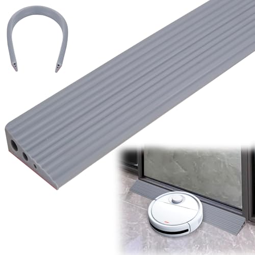 LPZMPZ Türschwellenrampen 100x6.5x2.5CM Schwellenrampe Selbstklebend Rampe Türschwelle, Gummirampe Auffahrrampe, Door Threshold Ramp für Saugroboter, Rollstuhl, Kinderwagen und Scooter (Grau) von LPZMPZ