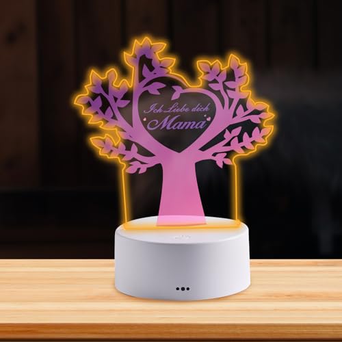 LParkin 3D Nachtlicht für Mama, Farbenfroh Acryl Nachtlicht mit gravur für Mama, 3 Farbe Touch-Schalter Led Nachtlicht für Mama, Geschenke für Mama von Tochter Sohn, Geburtstagsgeschenk für Mama von LParkin