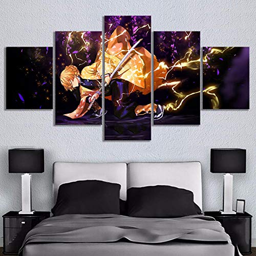 LQHQT Leinwanddrucke,Hd-Druckplakat 5 Stück Anime Demon Slayer Kimetsu No Yaiba Modular Picture Moderne Gemälde (Kein Rahmen) 40 * 60Cm * 2 40 * 80Cm * 2 40 * 100Cm von LQHQT