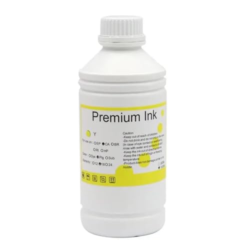 LQNXAVUD 1000ml PFI-107 PFI-307 PFI-707 Pigment- und Farbstofftinte-Nachfüllungen mit IPF670 IPF680 IPF685 IPF770 IPF780 IPF785 IPF830 IPF840 IPF850-Drucker(1000ML-Dye-Y) von LQNXAVUD