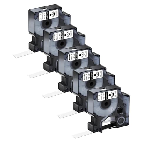 LQNXAVUD 12 -mm -Etikettenband 5PK kompatibel mit Etikettdruckerpatrone D1 45010 45013 45021 Arbeiten mit Label Manager 150 200 250(Black on Clear) von LQNXAVUD