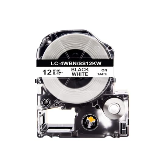 LQNXAVUD 1pcs 12mm SS12KW BandEtikett ST9KW ST6KW LK-4WBN ST12KW SC12YW SC12BW kompatibel mit LW-300 LW-400-Etikettdrucker(Black on White) von LQNXAVUD