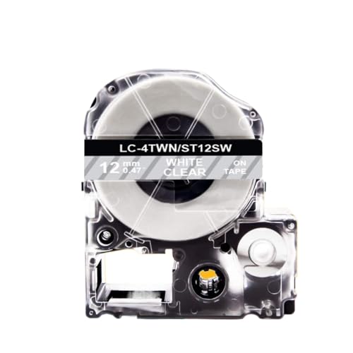 LQNXAVUD 1pcs 12mm SS12KW BandEtikett ST9KW ST6KW LK-4WBN ST12KW SC12YW SC12BW kompatibel mit LW-300 LW-400-Etikettdrucker(White on Clear) von LQNXAVUD