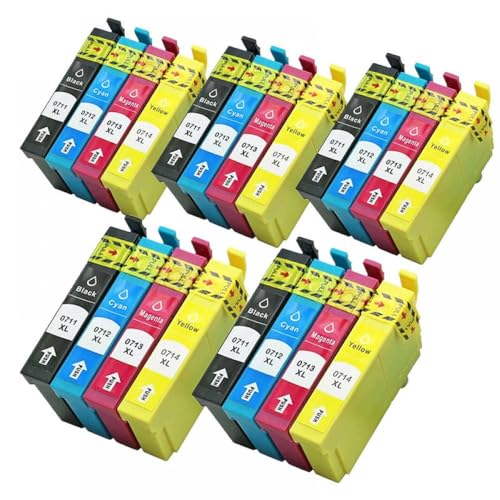 LQNXAVUD Kompatible Tintenpatrone T0711 T0712 T0713 T0714 Kompatibel mit Druckermodelle SX110 SX105 SX115 SX200 SX205 SX209 SX210 Ersatztinte(5Set) von LQNXAVUD
