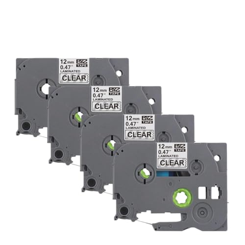 LQNXAVUD Tze-131 kompatibles Etikettband 12 mm laminiertes Schwarz auf klares Band Tze131 131 Band(TZE-131-4P) von LQNXAVUD