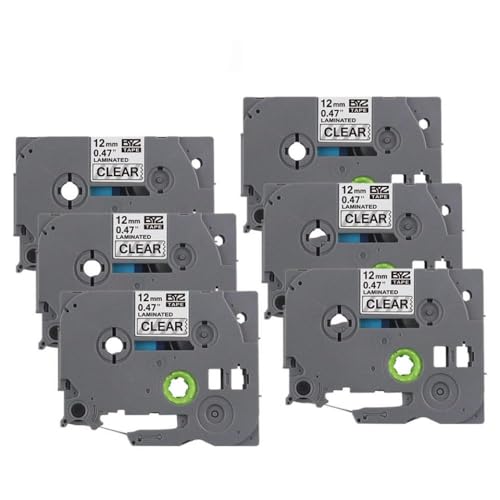 LQNXAVUD Tze-131 kompatibles Etikettband 12 mm laminiertes Schwarz auf klares Band Tze131 131 Band(TZE-131-6P) von LQNXAVUD