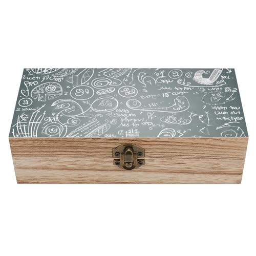 LQPMNK Aufbewahrungsbox aus Holz, mit mathematischem Fragen-Druck, Schmuckkästchen aus Holz, dekorative Aufbewahrungsbox, Büro-Schreibtisch-Organizer von LQPMNK