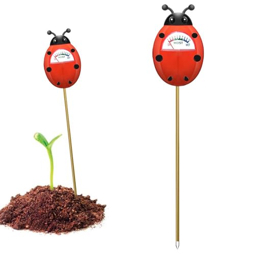 LQQDREX 3-in-1 Bodentester Rot Marienkäfer Form Bodenfeuchtigkeitsmesser Pflanzenfeuchtigkeitsmesser Bodenfeuchtigkeitsmesser Bodenhygrometer Sensor Garten Pflanzenstecker Gartenwerkzeug für Garten von LQQDREX