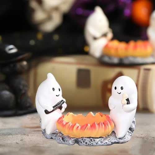 LQQDREX Ghost Campfire Gathering, Ghost Lagerfeuer Kerzenhalter, Halloween Geist Kerzenhalter, Halloween Geist Skulptur Statue Gruselige Geist Gruselige Kerzenhalter für Halloween Dekorationen von LQQDREX